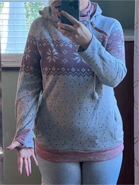 Cozy Gray & Mauve Snowflake Hoodie